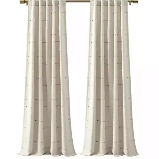 Neutral Clipped Stripe Curtain Panel Set, 84 in.