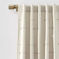 Neutral Clipped Stripe Curtain Panel Set, 84 in.