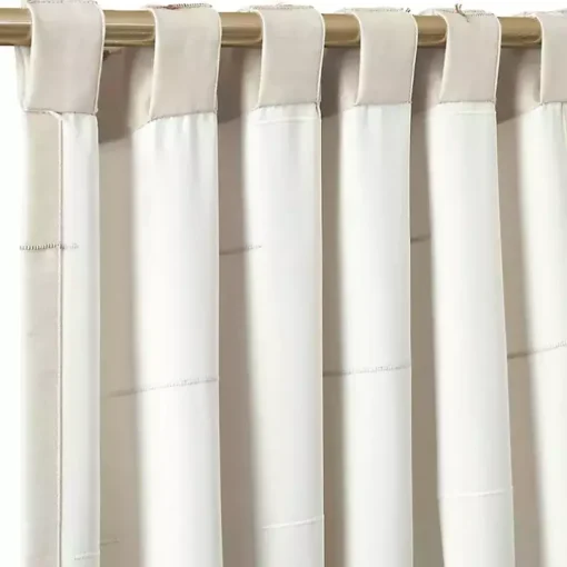 Neutral Clipped Stripe Curtain Panel Set, 84 in.