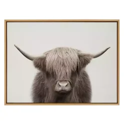 Neutral Highland Cow Framed Canvas Print, 28x38