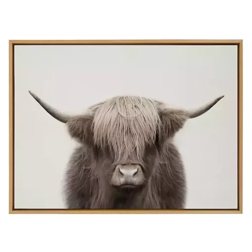 Neutral Highland Cow Framed Canvas Print, 28x38