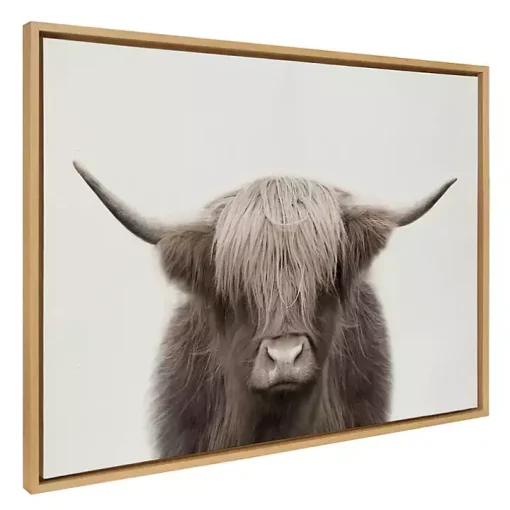 Neutral Highland Cow Framed Canvas Print, 28x38