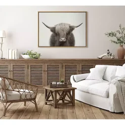 Neutral Highland Cow Framed Canvas Print, 28x38