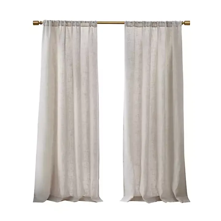 Neutral Linen Blend Curtain Panel Set, 84 in