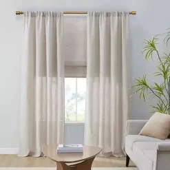 Neutral Linen Blend Curtain Panel Set, 84 in