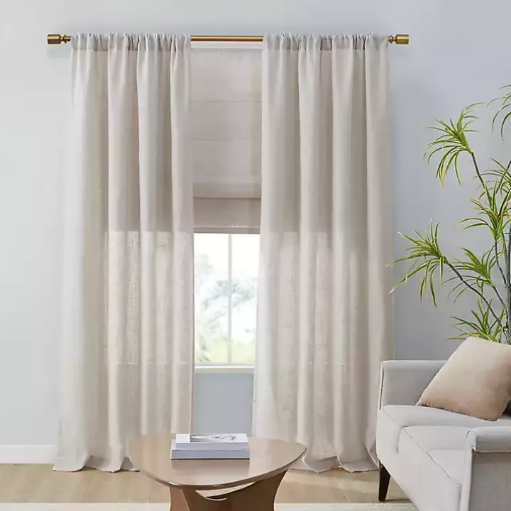 Neutral Linen Blend Curtain Panel Set, 84 in
