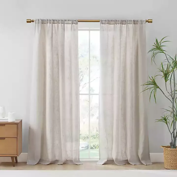 Neutral Linen Blend Curtain Panel Set, 84 in