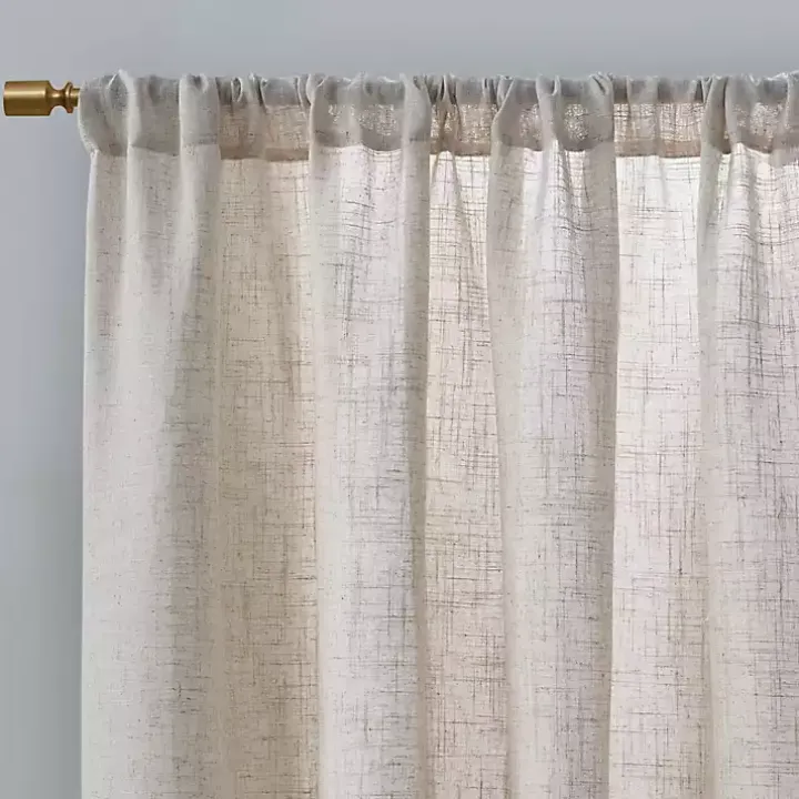 Neutral Linen Blend Curtain Panel Set, 84 in