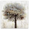 Neutral Painted Tree Square Canvas Art Print