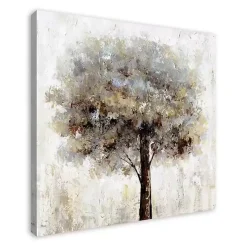 Neutral Painted Tree Square Canvas Art Print