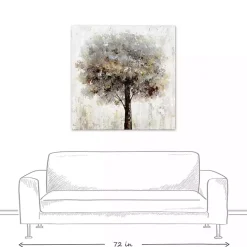 Neutral Painted Tree Square Canvas Art Print