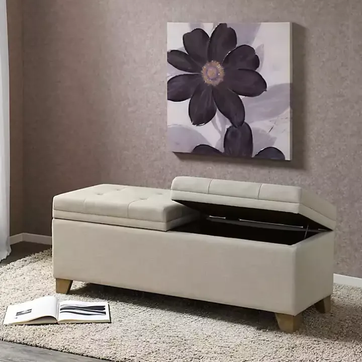 Neutral Split Seat Jackson Storage Bench