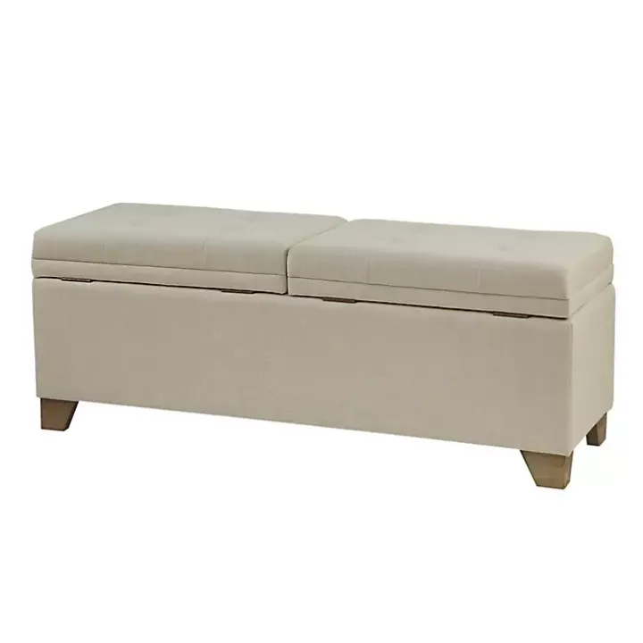 Neutral Split Seat Jackson Storage Bench