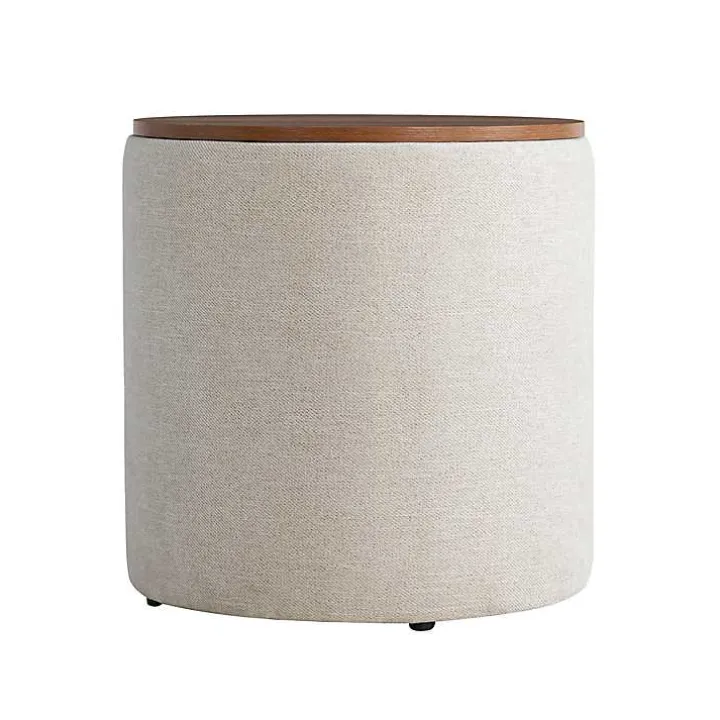 Neutral Upholstered Nesting Ottomans, Set of 2