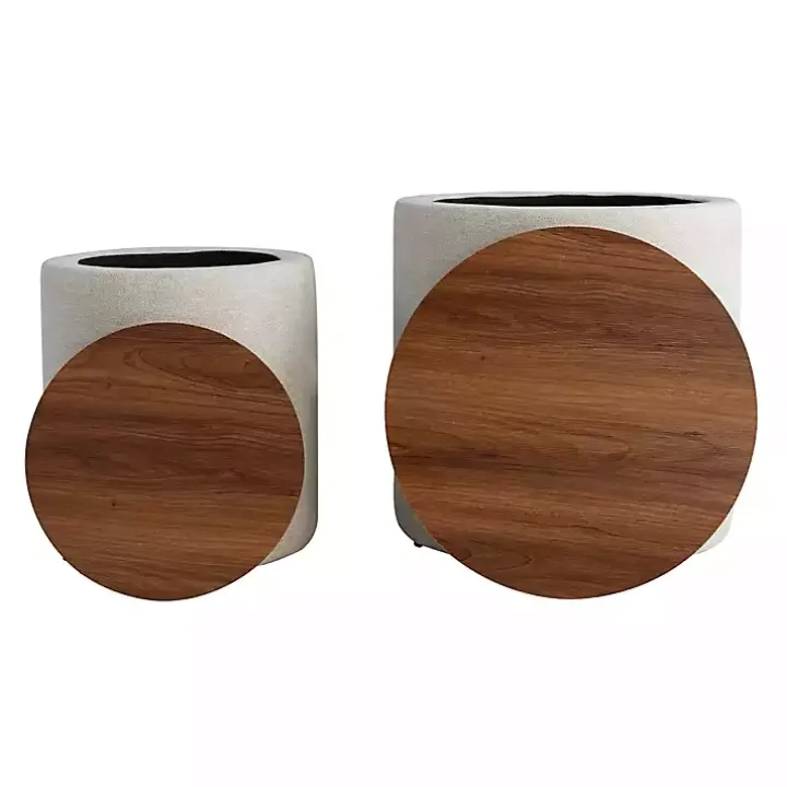 Neutral Upholstered Nesting Ottomans, Set of 2