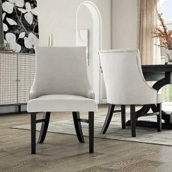 Neutral Wingback Dining Chairs, Set of 2