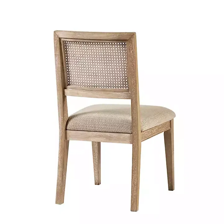 Neutral Woven Back Dining Chairs, Set of 2