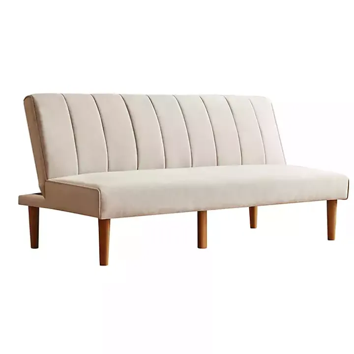 Neutral Woven Channel Convertible Sofa