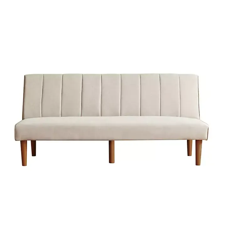 Neutral Woven Channel Convertible Sofa
