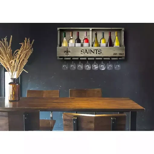 New Orleans Saints Reclaimed Wood Bar Shelf