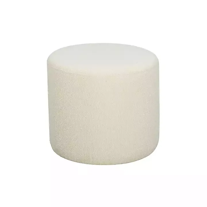 Newton Ivory Boucle Cylinder Ottoman