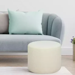 Newton Ivory Boucle Cylinder Ottoman