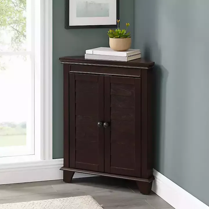 Nikki Dark Brown Wooden Corner Cabinet
