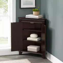Nikki Dark Brown Wooden Corner Cabinet