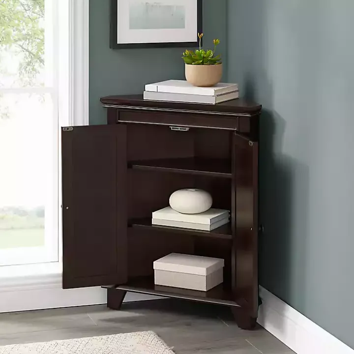 Nikki Dark Brown Wooden Corner Cabinet