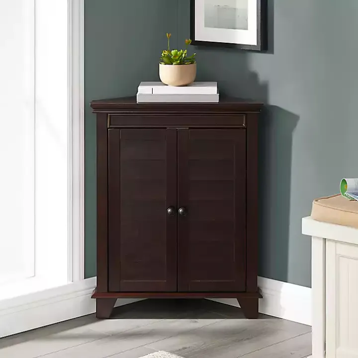 Nikki Dark Brown Wooden Corner Cabinet