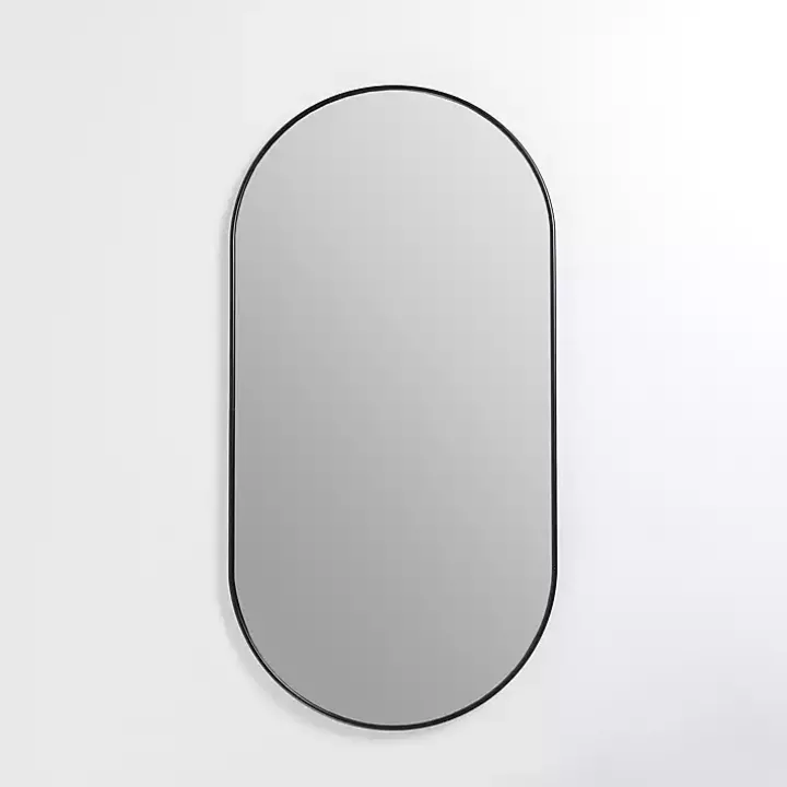Oblong Black Nouveau Linear Wall Mirror