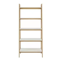 Off White Wood Shelves with Natural Frame Bookcase