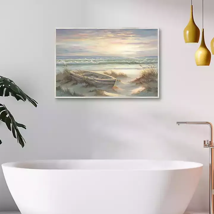 Old Rowboat on the Shore Framed Canvas Art Print