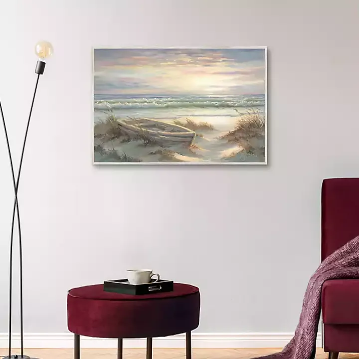 Old Rowboat on the Shore Framed Canvas Art Print