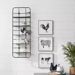 Onyx Squared Iron Grid Wall Shelves