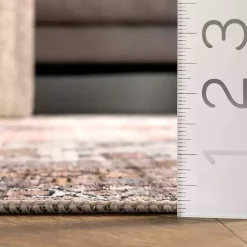 Orange Distressed Medallion Washable Runner