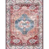 Orange Faded Medallion Washable Area Rug, 5x8