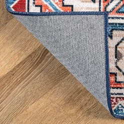 Orange Faded Medallion Washable Area Rug, 5x8