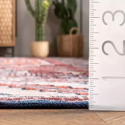 Orange Faded Medallion Washable Area Rug, 5x8
