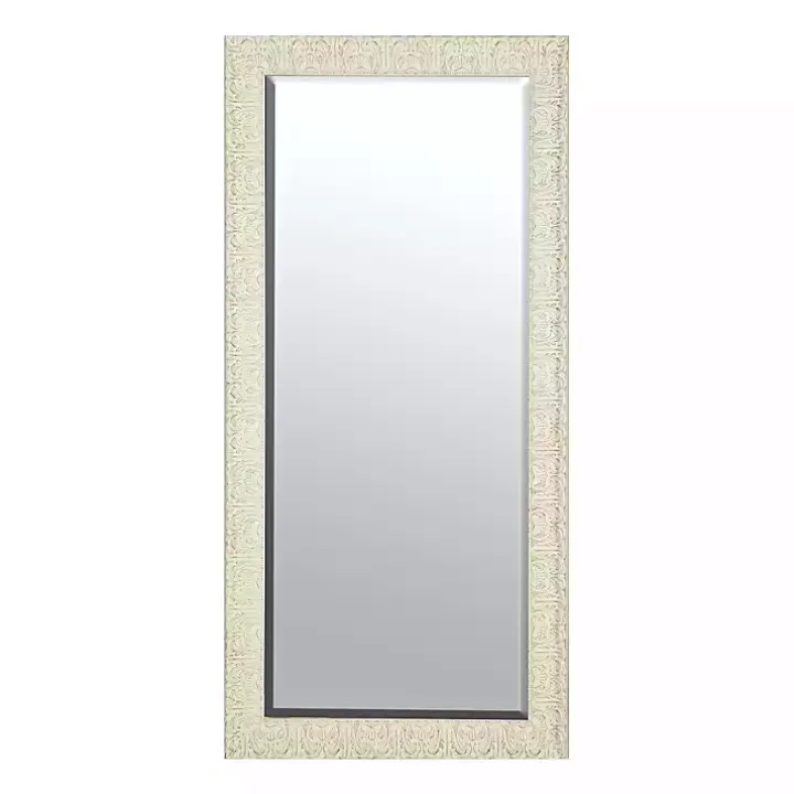 Ornate Distressed Cream Leaner Mirror