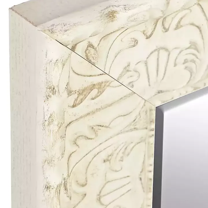 Ornate Distressed Cream Leaner Mirror