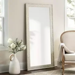 Ornate Distressed Cream Leaner Mirror