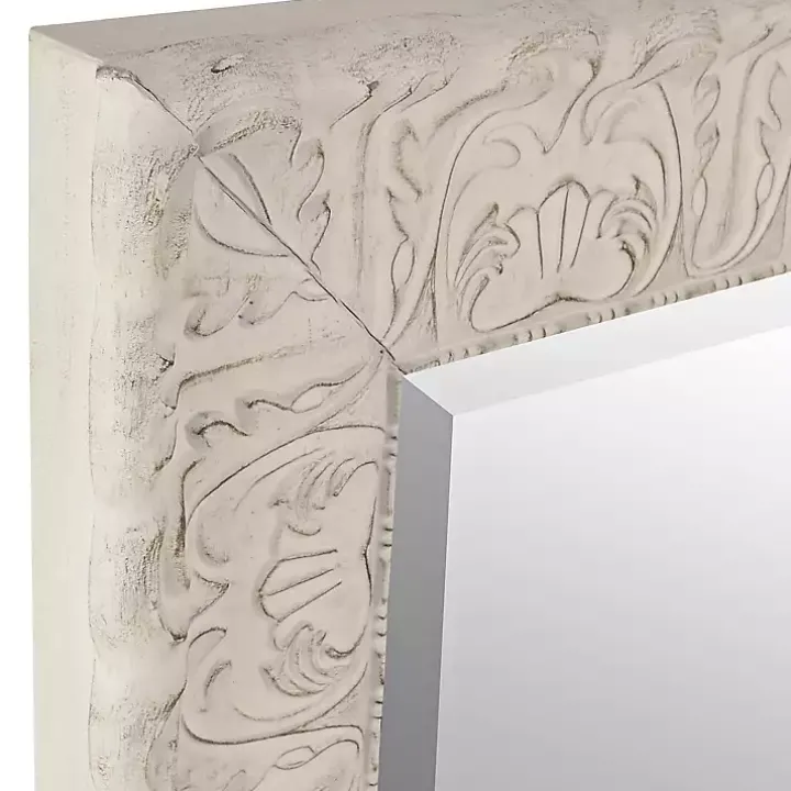 Ornate Distressed Cream Mirror, 29x35