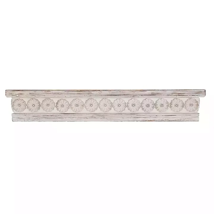 Ornate Farmhouse Wooden Wall Shelf, 36 in.