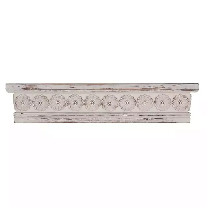 Ornate Farmhouse Wooden Wall Shelf, 28 in.