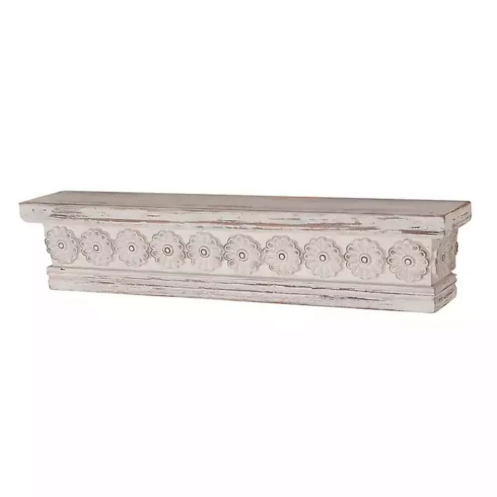 Ornate Farmhouse Wooden Wall Shelf, 28 in.