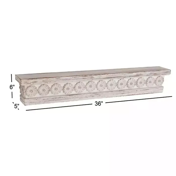 Ornate Farmhouse Wooden Wall Shelf, 36 in.