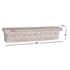 Ornate Farmhouse Wooden Wall Shelf, 28 in.