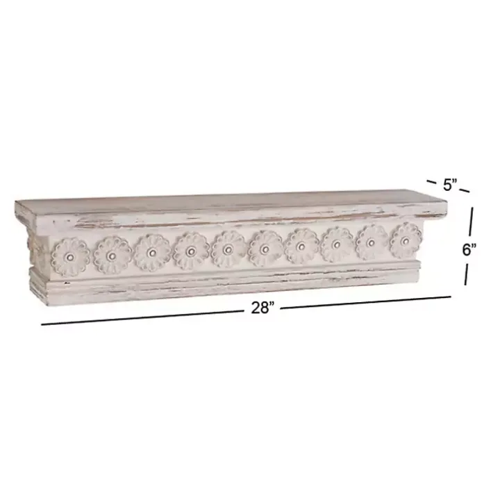 Ornate Farmhouse Wooden Wall Shelf, 28 in.
