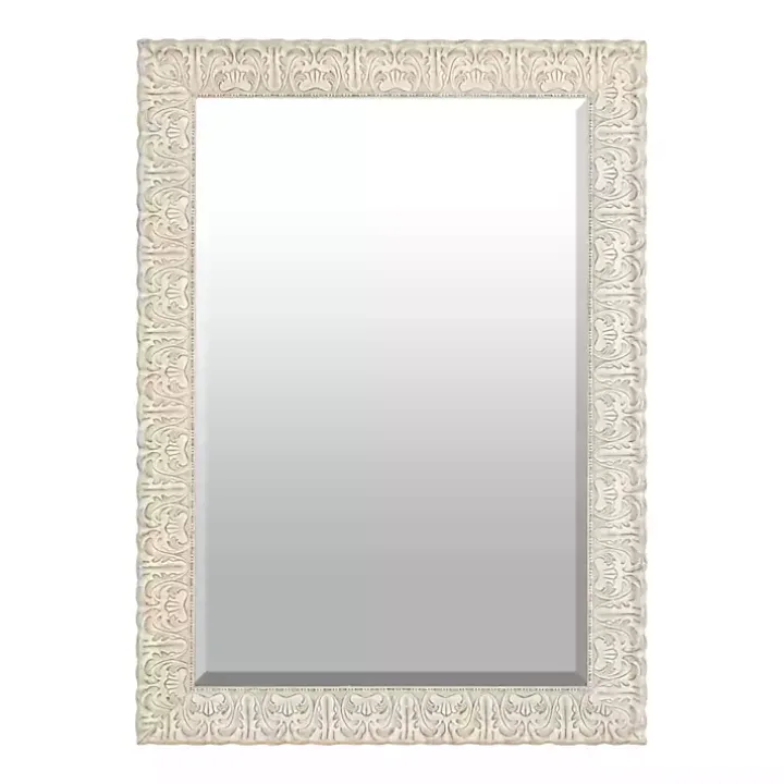 Ornate Ivory Wall Mirror, 31x43 in.
